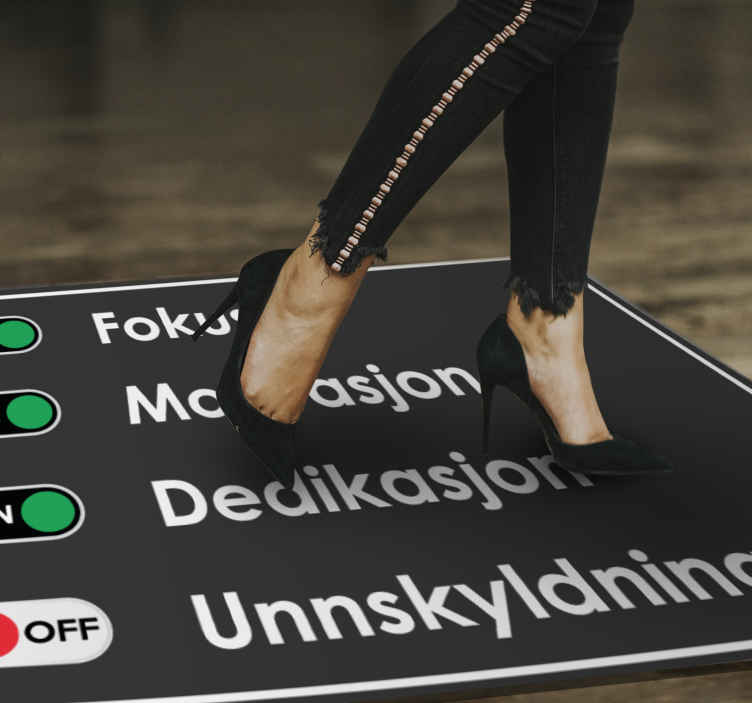 Fokus, ingen unnskyldning tekst vinylteppe - Tenstickers