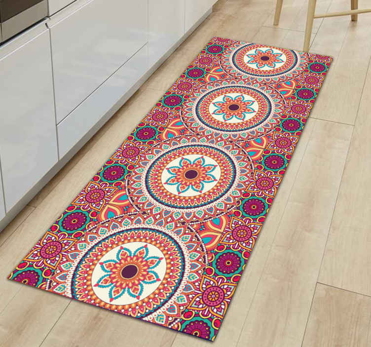 Colourful mandala patchwork tile mat - TenStickers
