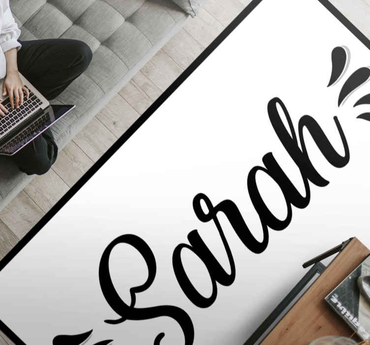 vinylový koberec do obývačky čiernobiele meno - Tenstickers