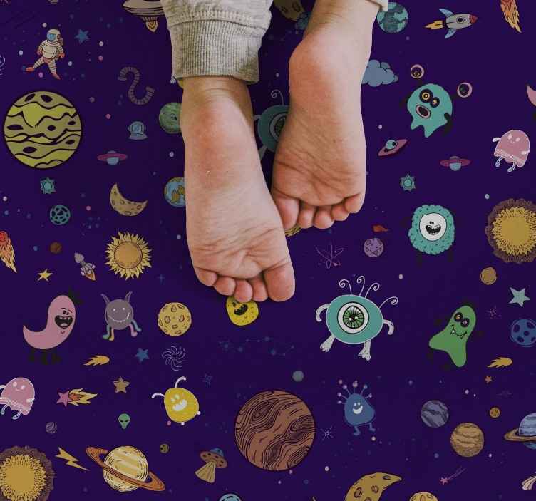 Espaço infantil e alienígenas tapete de vinil infantil - TenStickers