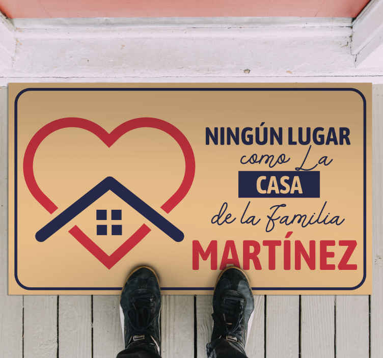 Alfombra vinílica con nombre Cualquier lugar como esta familia - TenVinilo