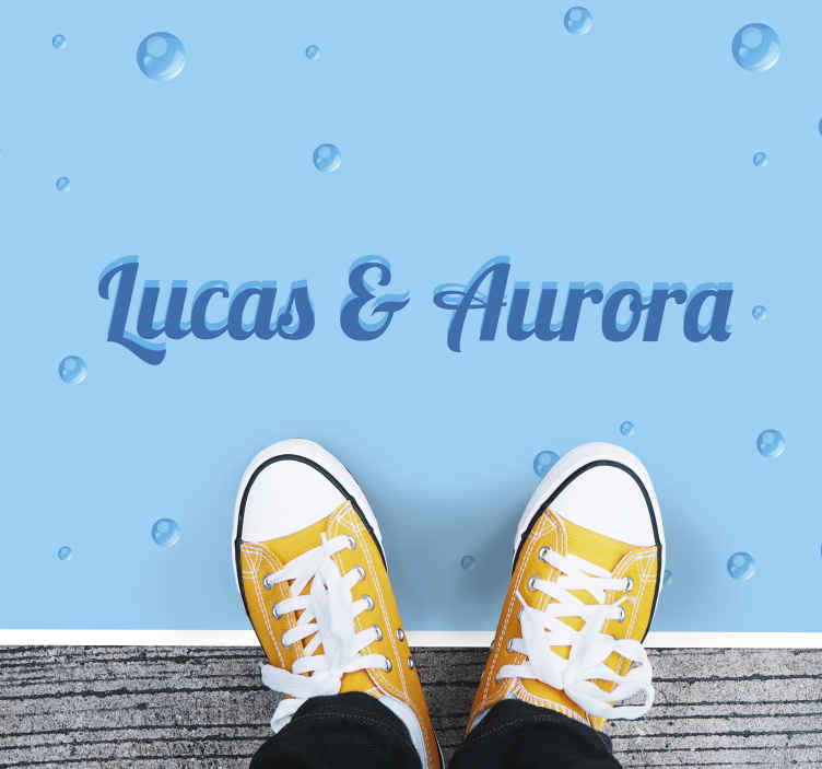 Bubbly couple names custom vinyl rug - TenStickers