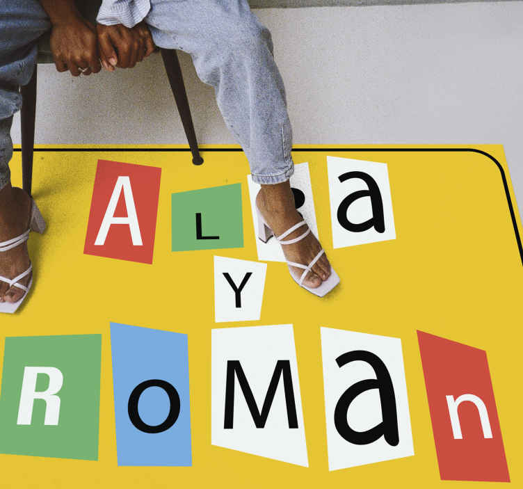Tappeto vinile con nome pezzi di puzzle per coppia - TenStickers
