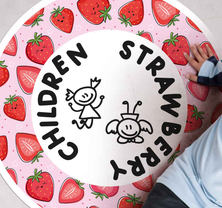 Mansikka ja lapset keittiön vinyylimatto - Tenstickers