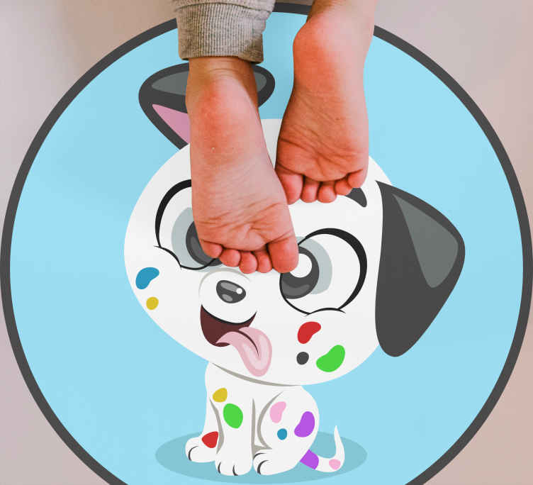 Alfombra vinílica dormitorio Perro colorido con pecas - TenVinilo