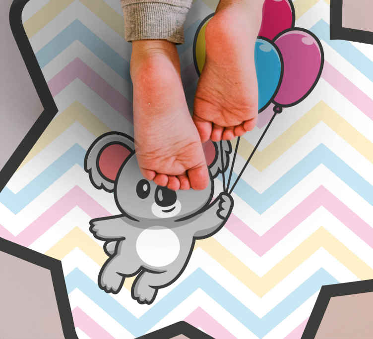 Alfombra vinílica infantil globo de koala juguetón - TenVinilo