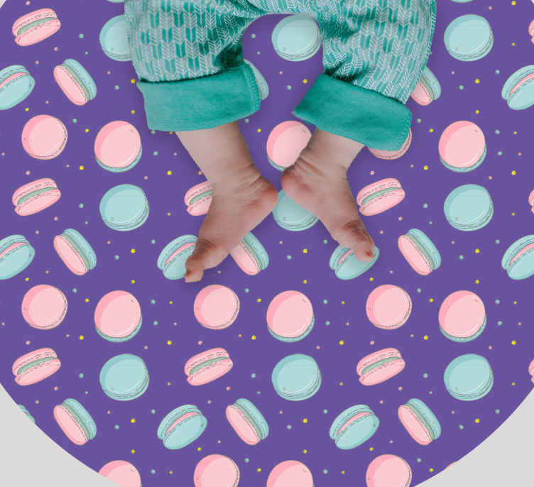 Farverigt macaron-mønster tæppe til børneværelse - TenStickers
