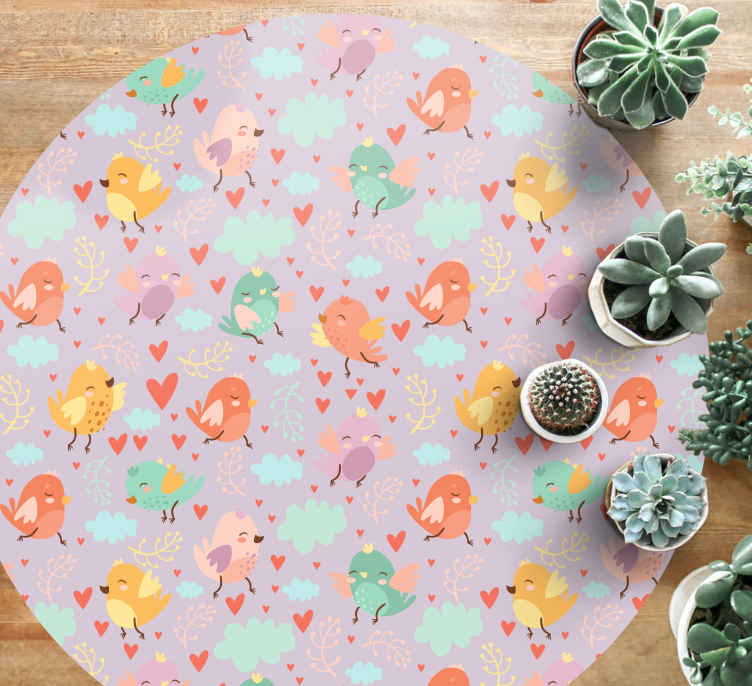 Alfombra vinilo dormitorio Lindo patrón con pájaros