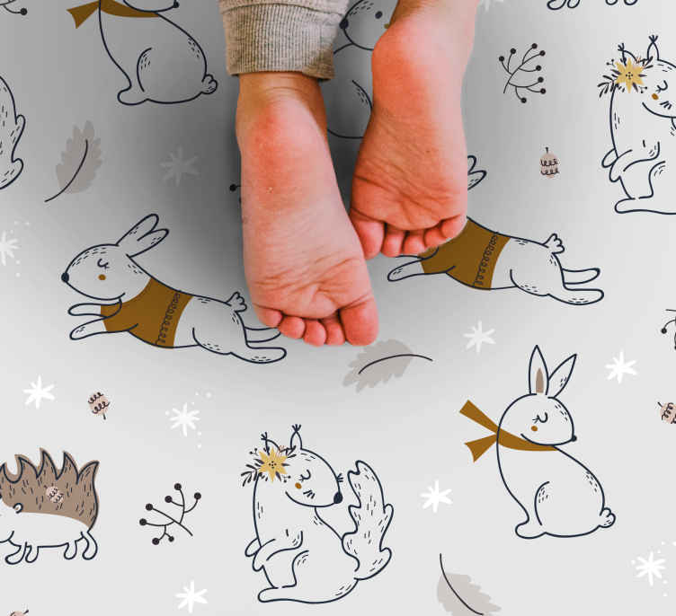 Alfombra vinílica infantil amigos del bosque nórdico - TenVinilo