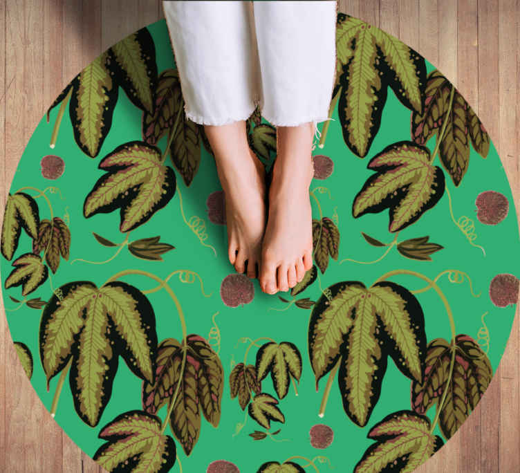 Grønt maranta mønster blomsterteppe - Tenstickers