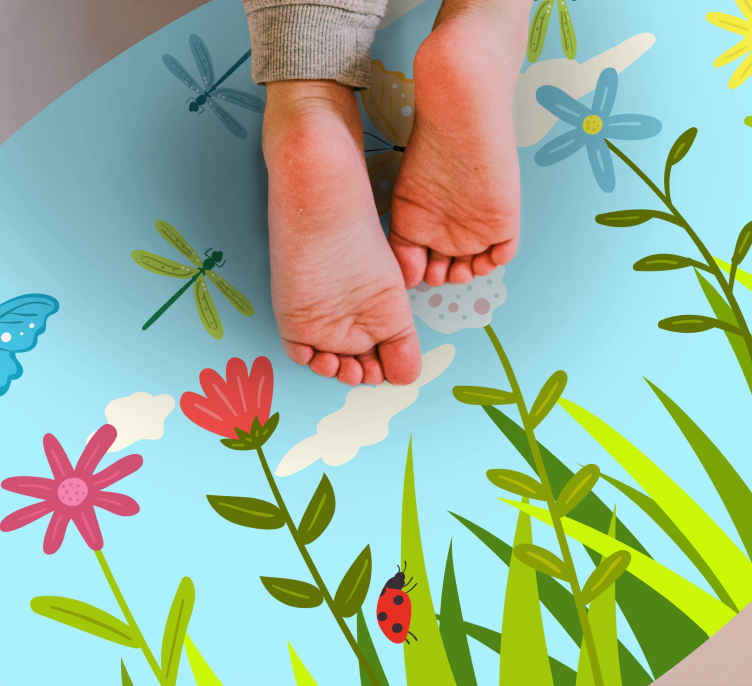 Tappeto vinile fiori scena di giardino floreale - TenStickers