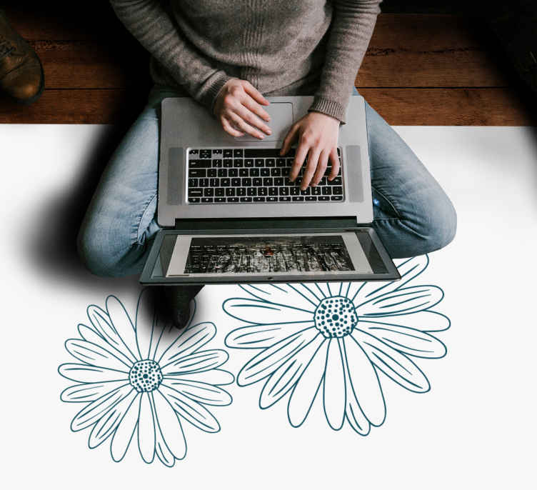 Delicate Floral Touch flower vinyl rug - TenStickers