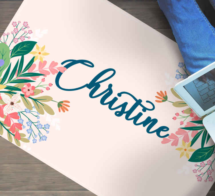 Tappeto in pvc con fiori e piante Fiori beige personalizzabili