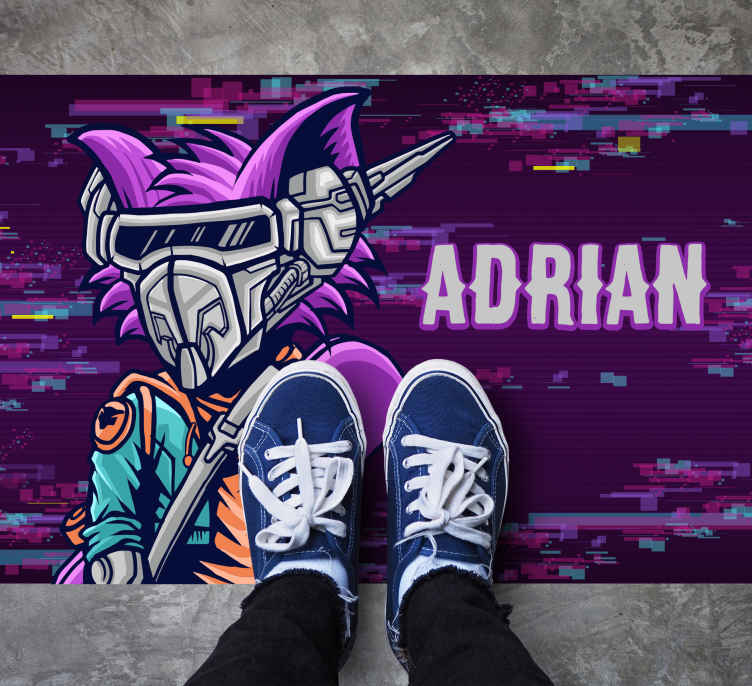 Videogame cat mask bedroom rug - TenStickers