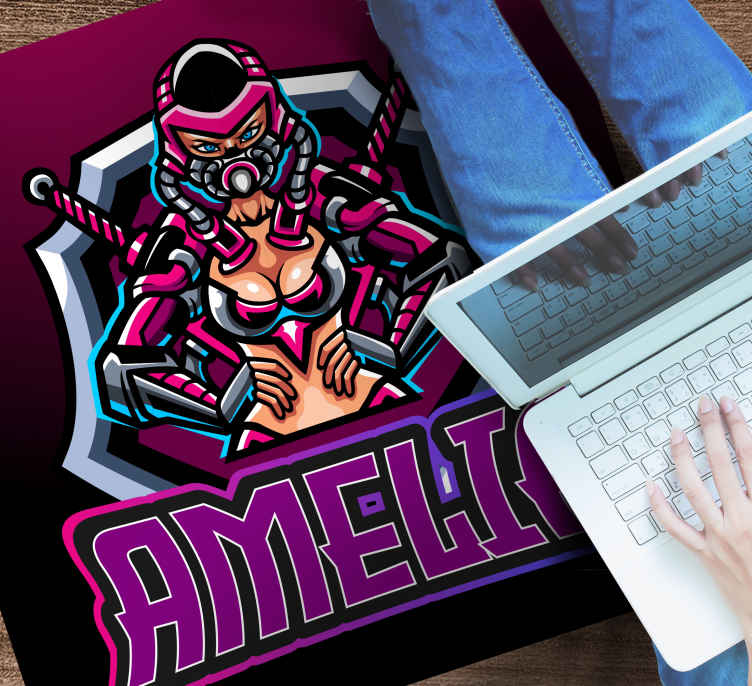 Gaming heroine with name teenage bedroom rug - TenStickers