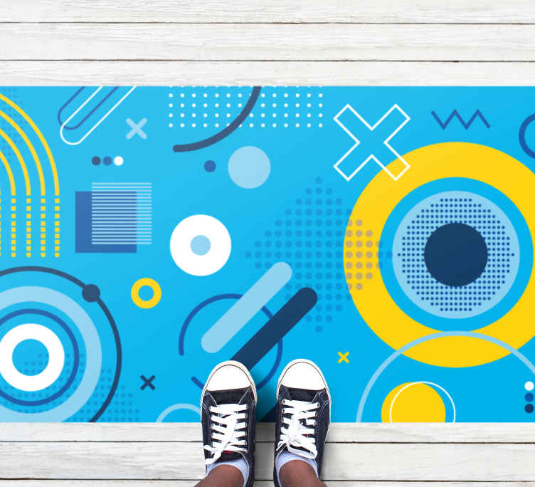 Blue modern motif geometric vinyl rug - TenStickers