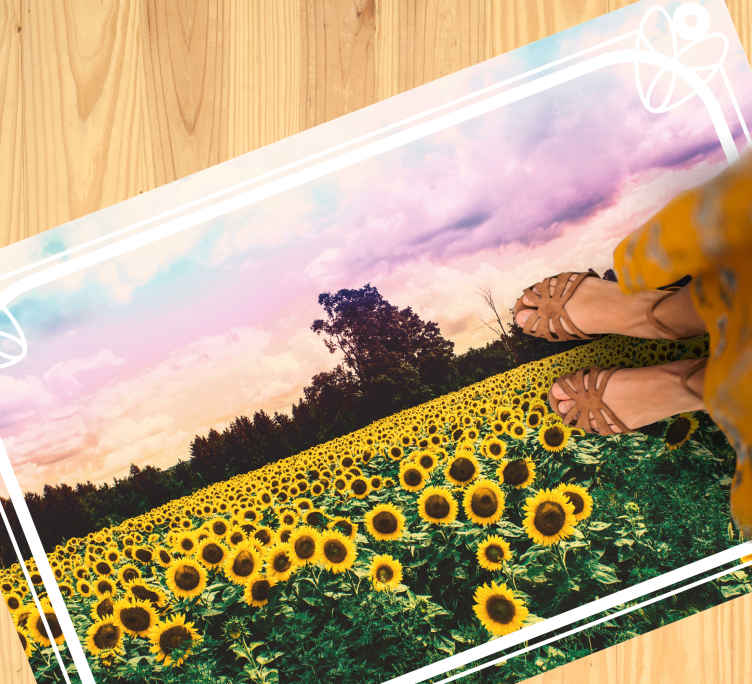 Alfombra vinílica naturaleza escena del campo de girasoles - TenVinilo