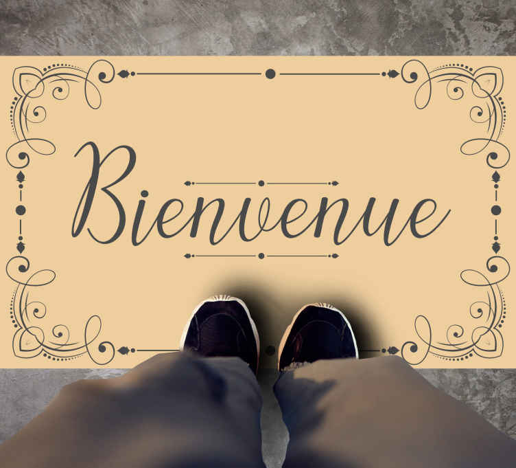 Tapis vinyle citation Bienvenue design élégant - TenStickers