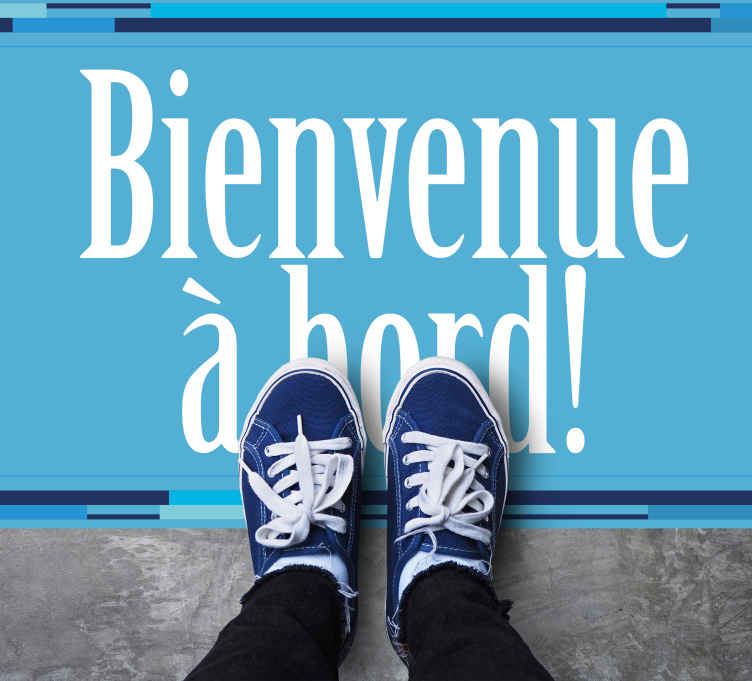 Tapis vinyle citation Phrase blanche sur fond bleu - TenStickers