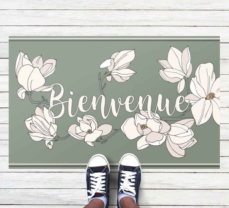 Tapis vinyle citation Phrase avec des fleurs - TenStickers