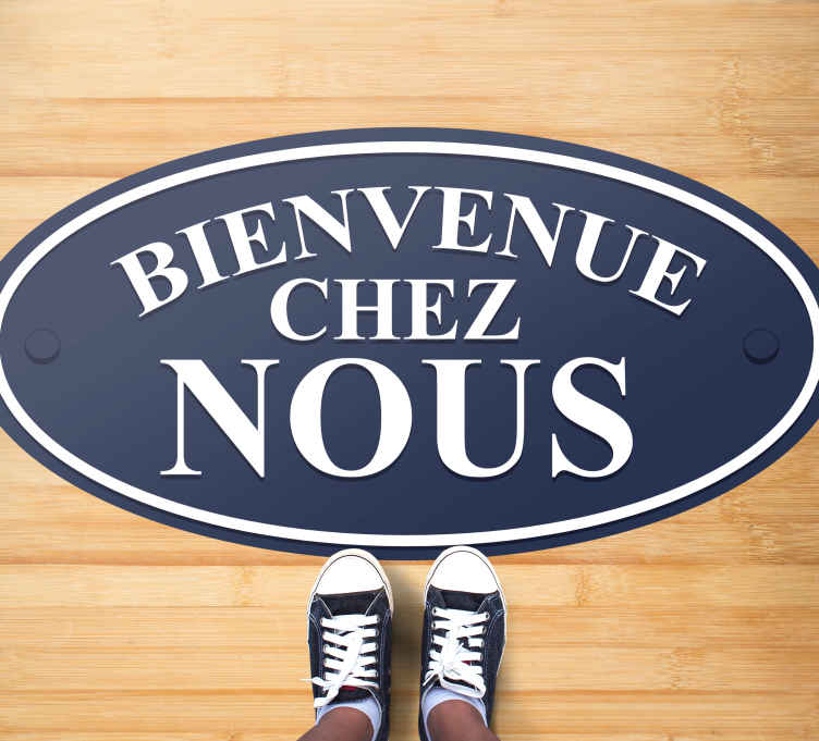 Tapis vinyle Texte Bienvenue fond bleu foncé - TenStickers