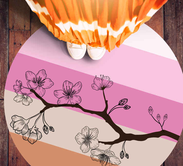 Tapis vinyle plantes l'élégance des fleurs de cerisier - TenStickers