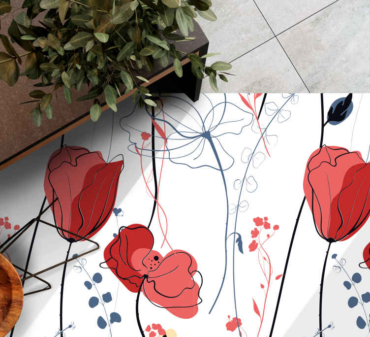 Elegant red poppies  floral rug - TenStickers