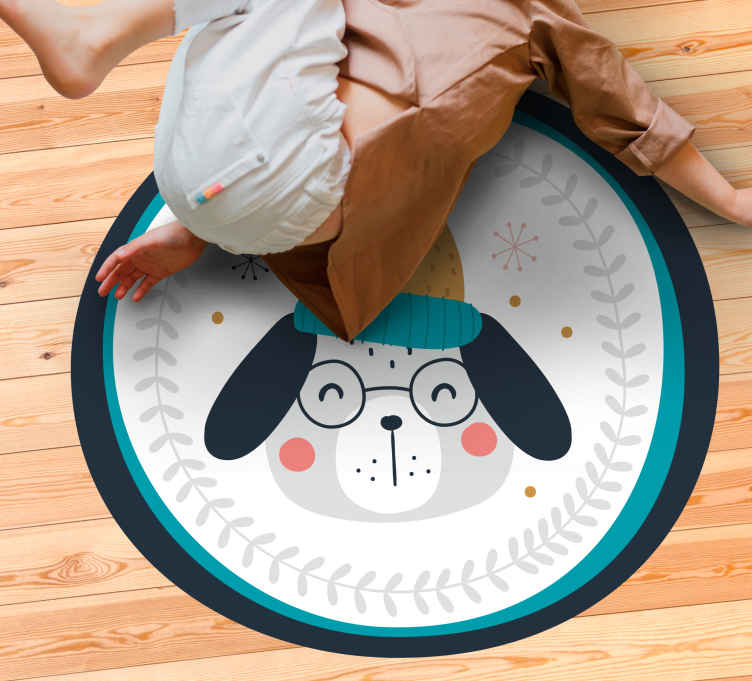 Tappeto vinile per bambini faccia di cane felice - TenStickers
