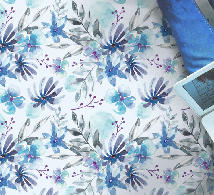 Tapis vinyle salon vinylee bleu aquarelle - TenStickers