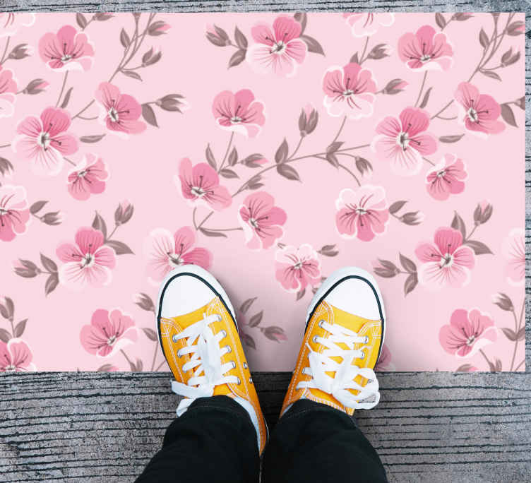 Vinilo pared dormitorio árbol floreciente con flores y hojas - TenVinilo