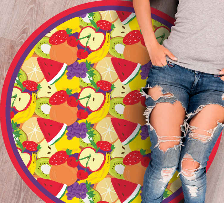 Alfombra vinílica cocina patrón de mezcla de frutas - TenVinilo