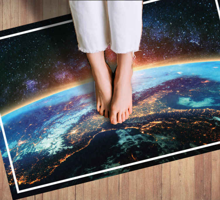 Half earth to space living room rug - TenStickers