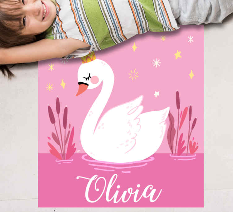Alfombra vinílica infantil princesa cisne con nombre - TenVinilo