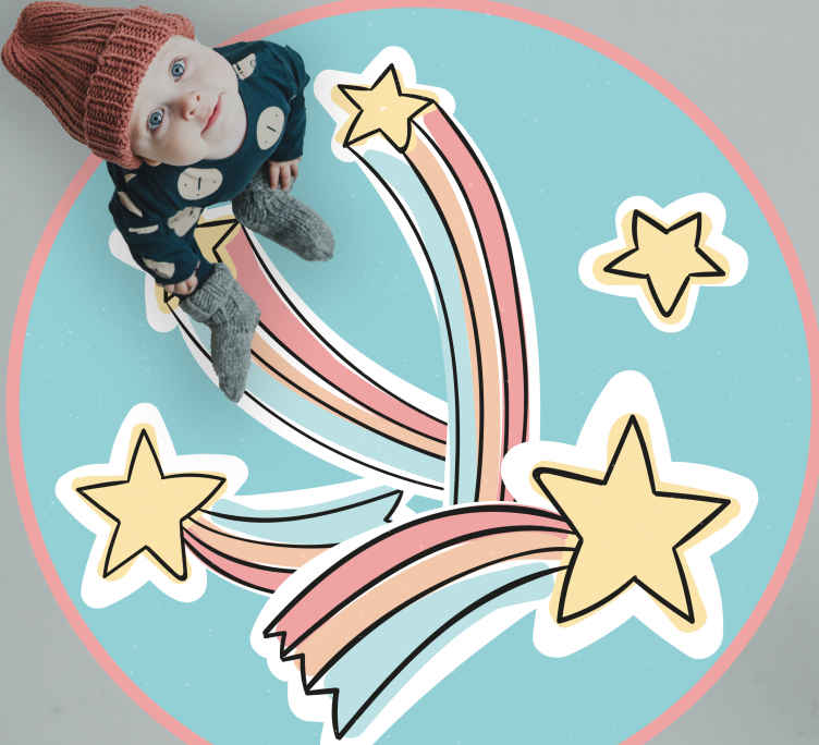 Alfombra vinílica infantil estrellas arcoiris de colores - TenVinilo