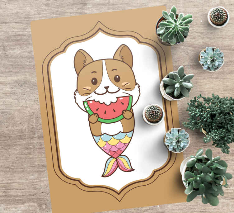 Cute Mermaid Character animal vinyl rug - TenStickers
