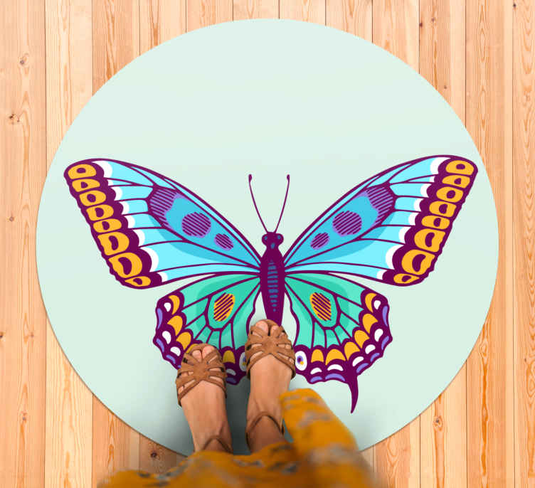 Green, blue and purple butterfly bedroom rug - TenStickers