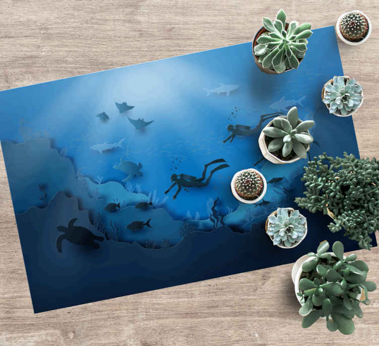 Alfombra vinílica naturaleza exploración submarina - TenVinilo