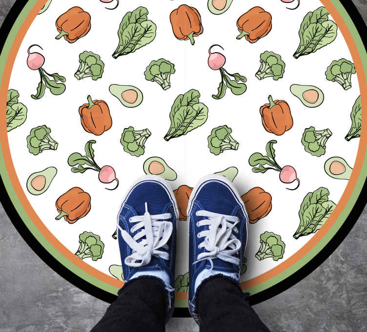 Alfombra vinílica cocina Diseño de pimiento y aguacates