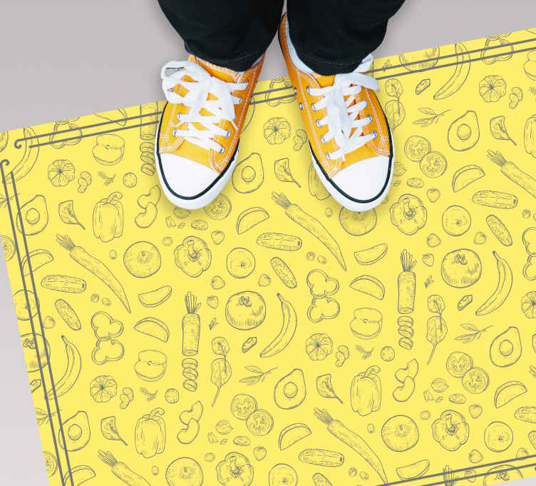 Alfombra vinílica cocina patrón de fruta caprichoso - TenVinilo