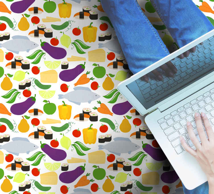 Sveikas maistas su spalvingomis piktogramomis virtuvinis kilimas - „Tenstickers“