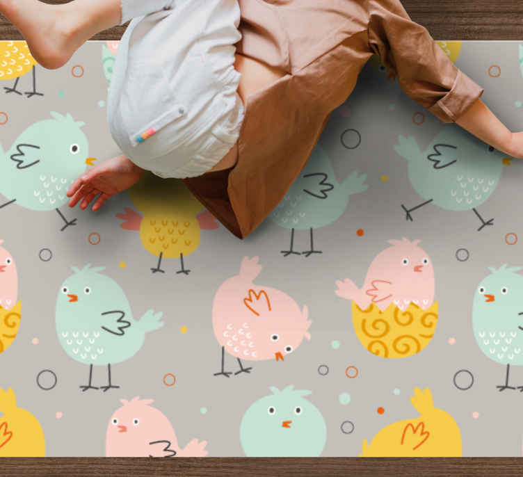 Alfombra vinílica infantil personajes de pájaros coloridos - TenVinilo