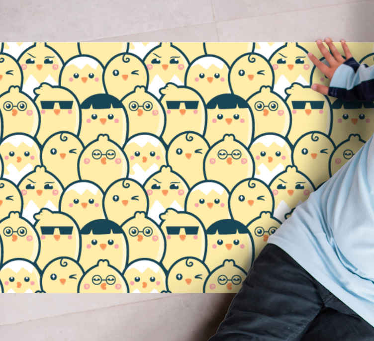 Dikişsiz desen sarı civciv hayvan halısı - TenStickers