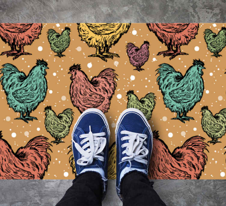 Charming Rooster Patterns animal mat - TenStickers
