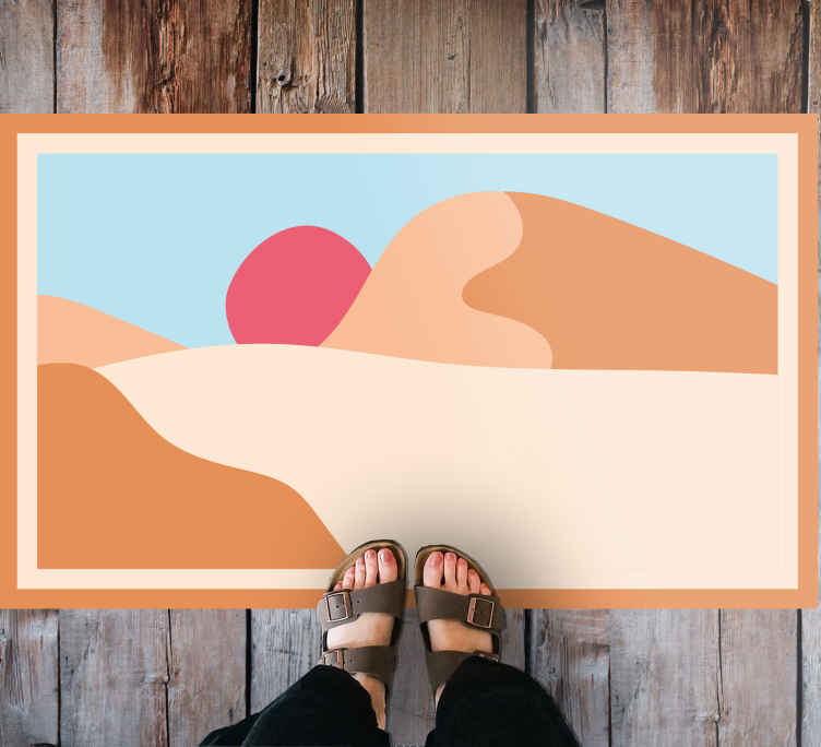 Mountain and sun abstract art geometric rug - TenStickers