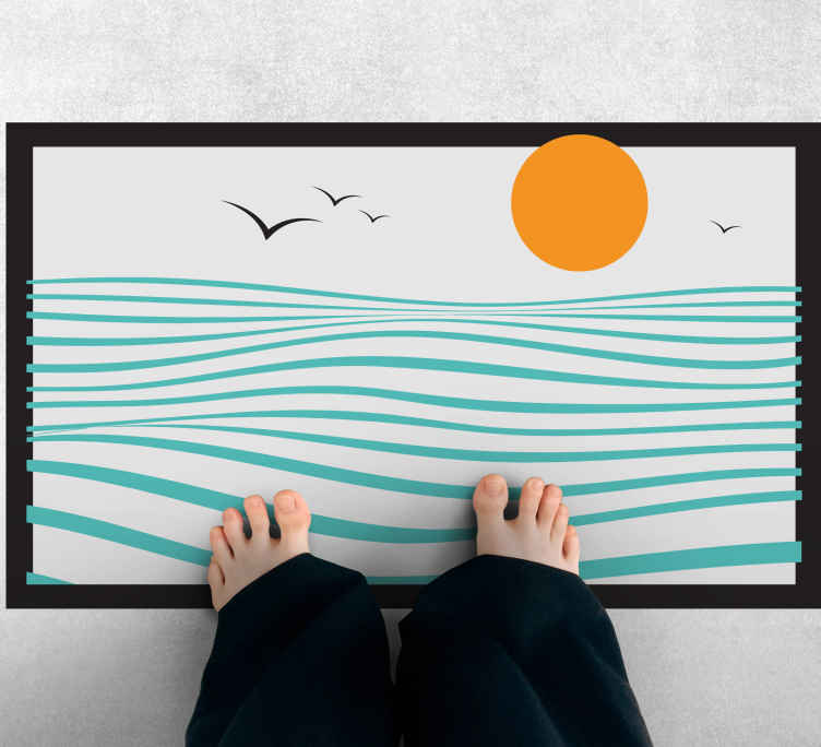 Tapis vinyle moderne vagues du coucher du soleil - TenStickers