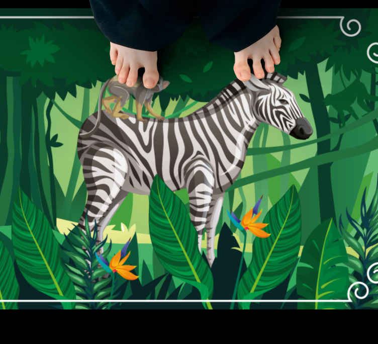 Zebra and monkey animal vinyl rug - TenStickers