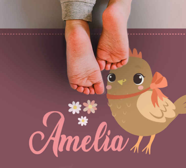 Alfombra vinílica con nombre Pollito con cinta y nombre - TenVinilo