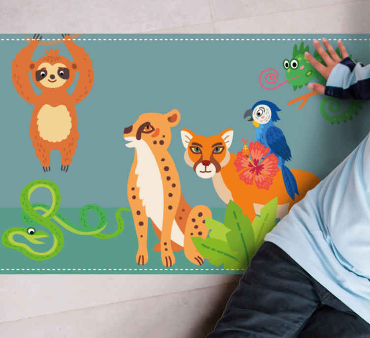 Jungle creature play area animal vinyl rug - TenStickers
