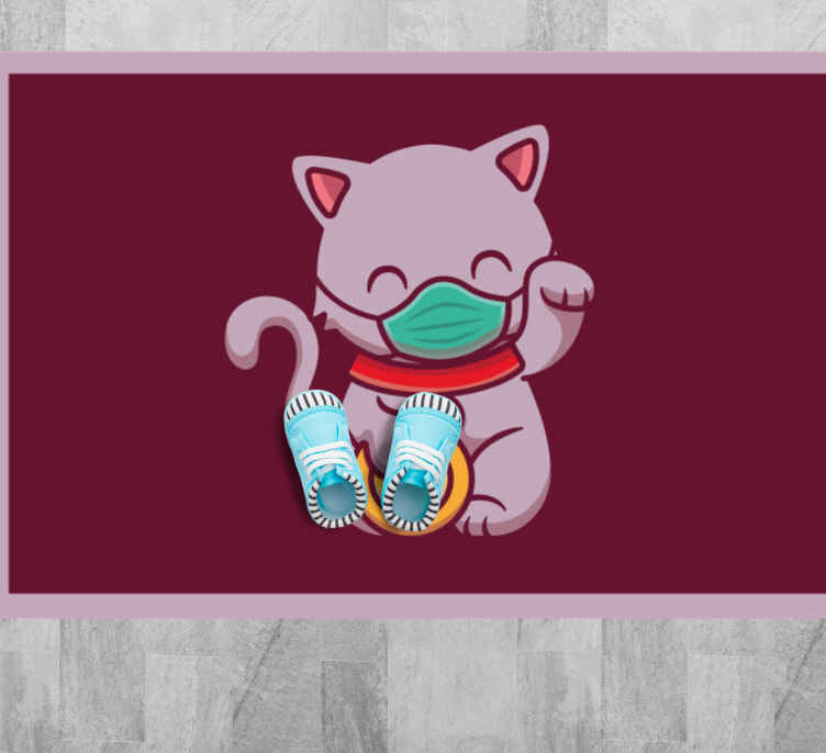 Cat Wearing Mask animal vinyl rug - TenStickers