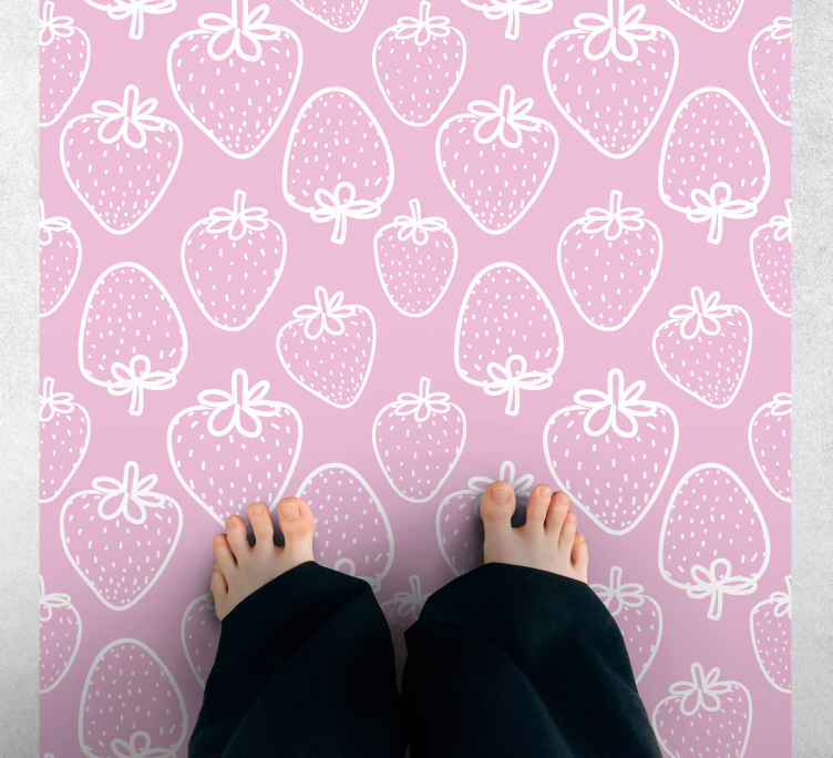 Alfombra vinílica cocina motivo de fresa - TenVinilo